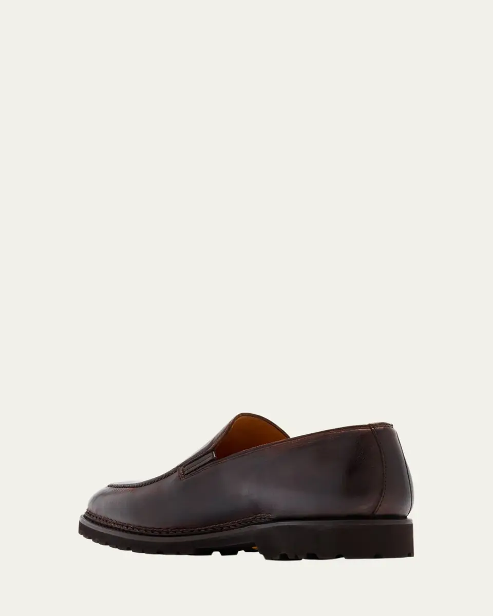 Bontoni Men's Dome Leather Lug-Sole Loafers | Thumbnail 9