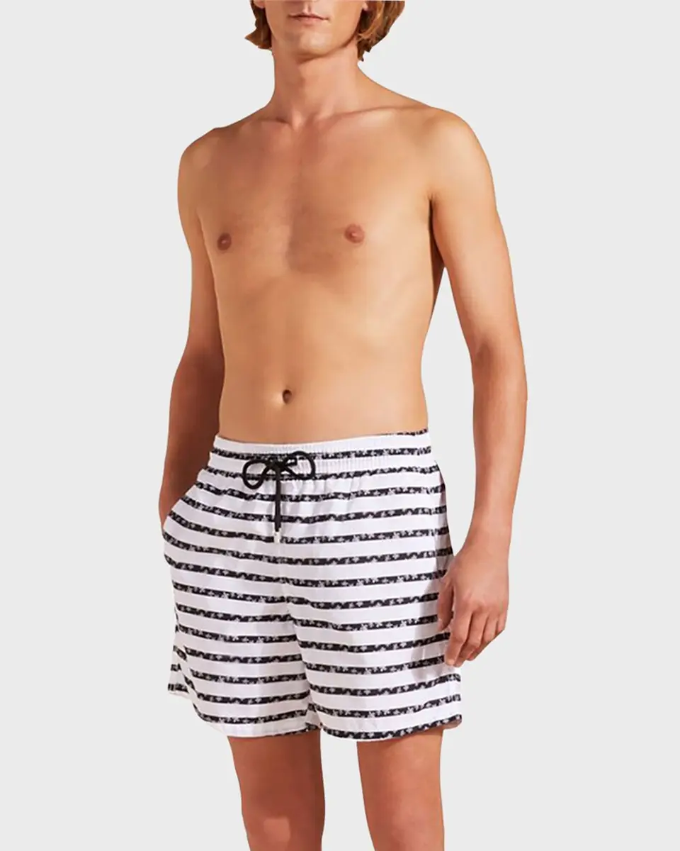 Vilebrequin Men's Micro-Turtle Striped Swim Shorts | Thumbnail 2 Vilebrequin Men's Micro-Turtle Striped Swim Shorts | Thumbnail 2