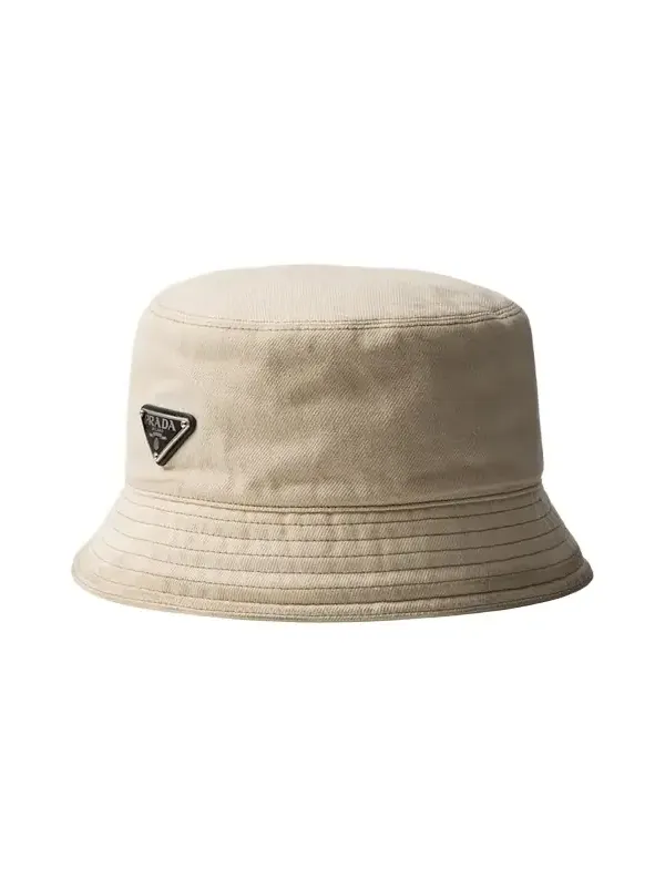 Prada Men's Enameled Logo Denim Bucket Hat