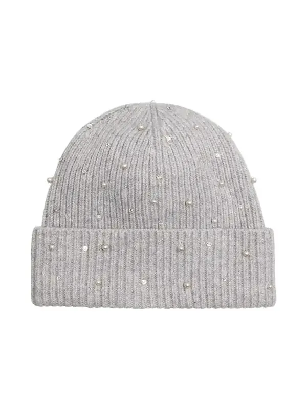 Cashmere Crystal-Embellished Beanie Hat