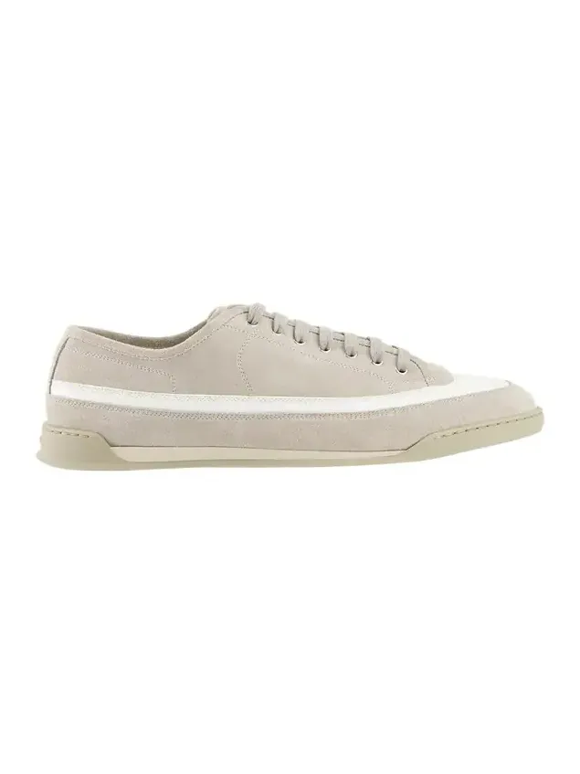 Men's Court Mixed Leather Low-Top Sneakers Men's Court Mixed Leather Low-Top Sneakers