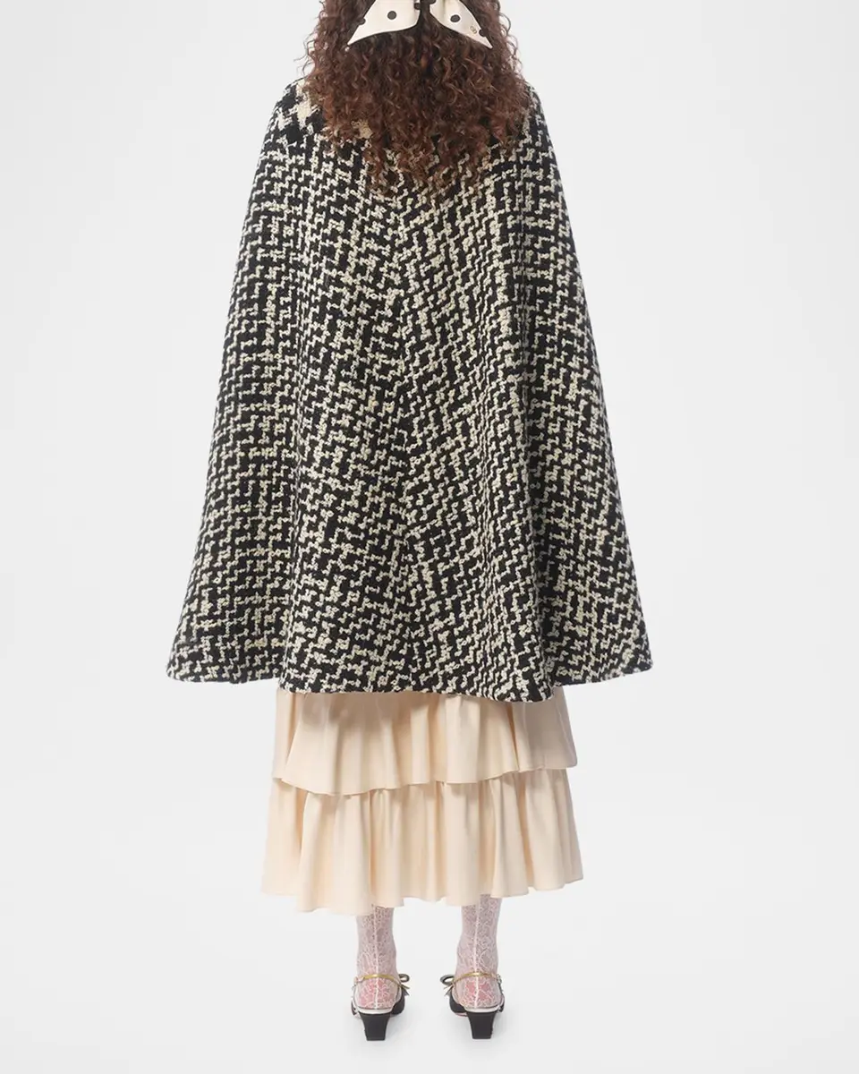 Valentino Garavani Tweed Houndstooth Wool Cape | Thumbnail 3 Valentino Garavani Tweed Houndstooth Wool Cape | Thumbnail 3