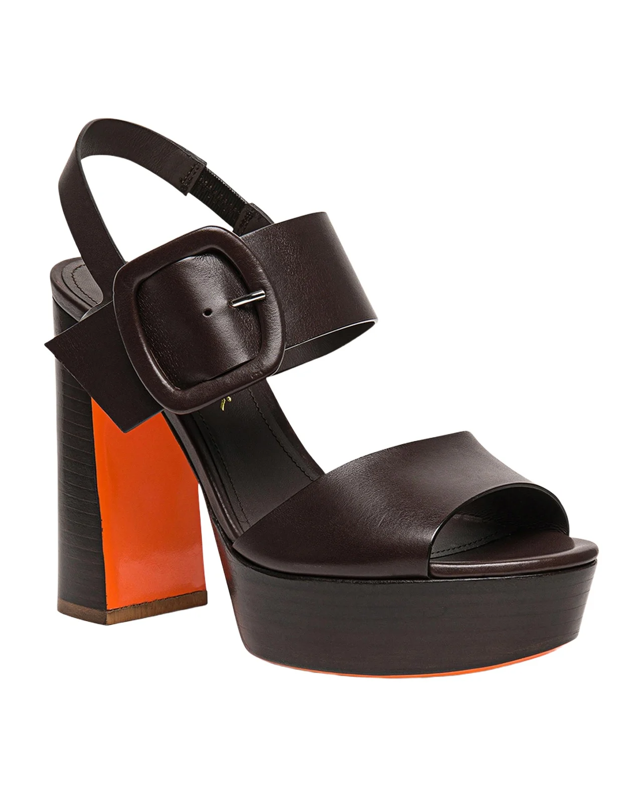 Bruxel Leather Buckle Platform Sandals