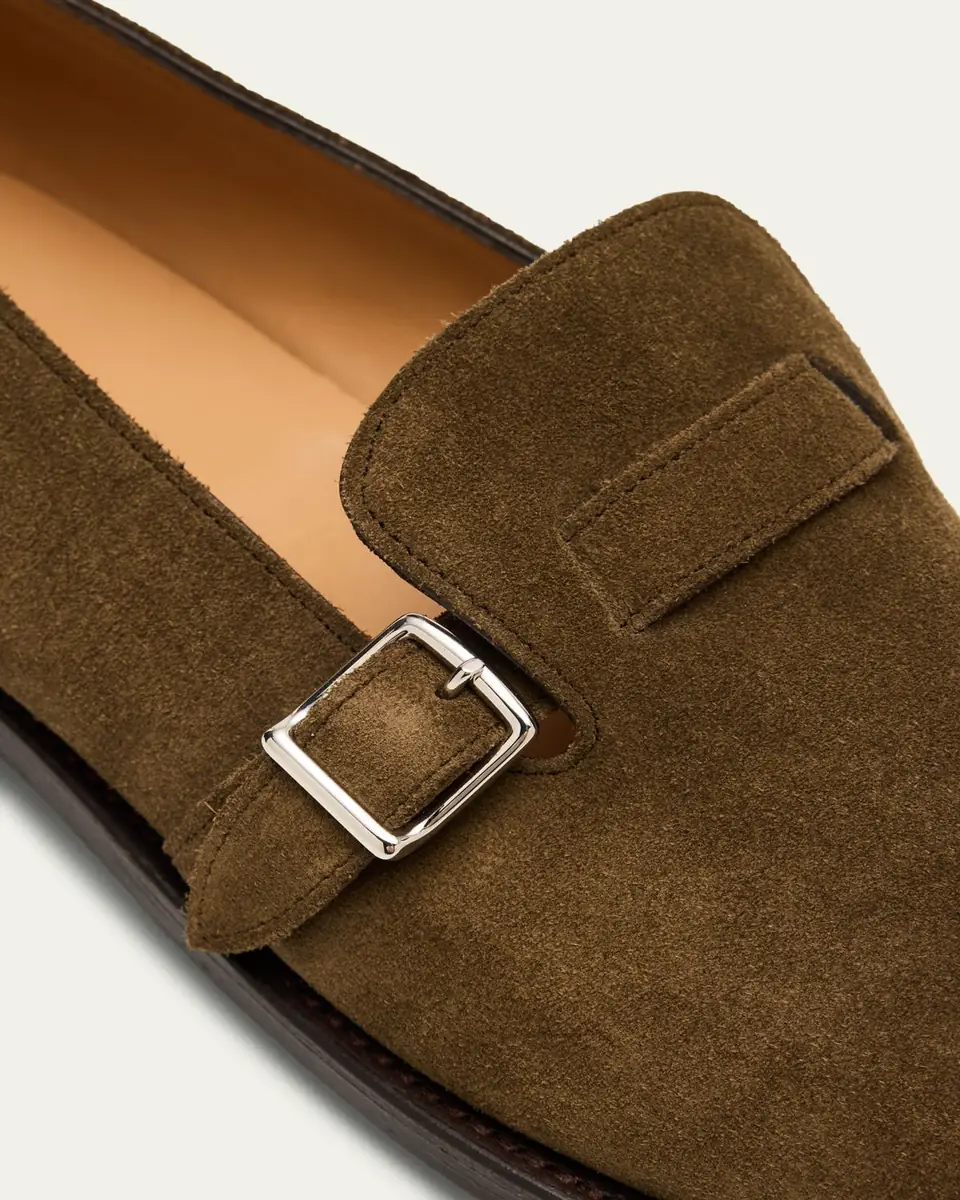 John Lobb Men's Delano II Suede Buckle Loafers | Thumbnail 2