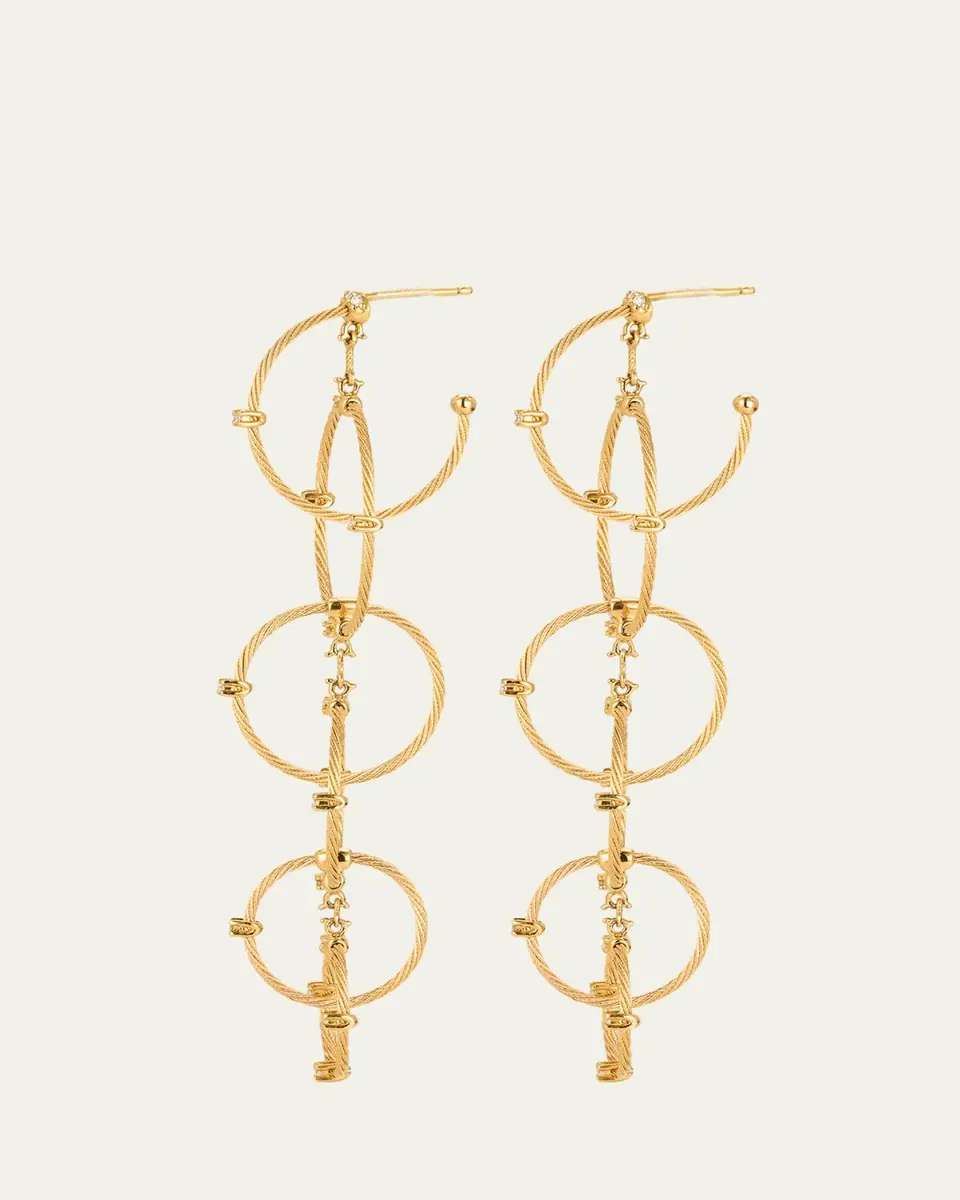 Paul Morelli 18K Yellow Gold Long Rain Chain Diamond Earrings | Thumbnail 3