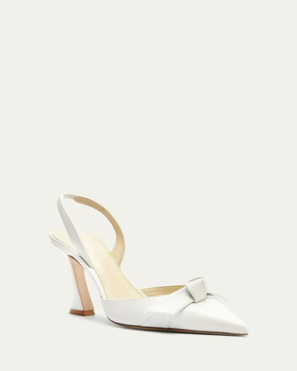 Alexandre Birman Clarita Bell Leather Bow Slingback Pumps | Thumbnail 2
