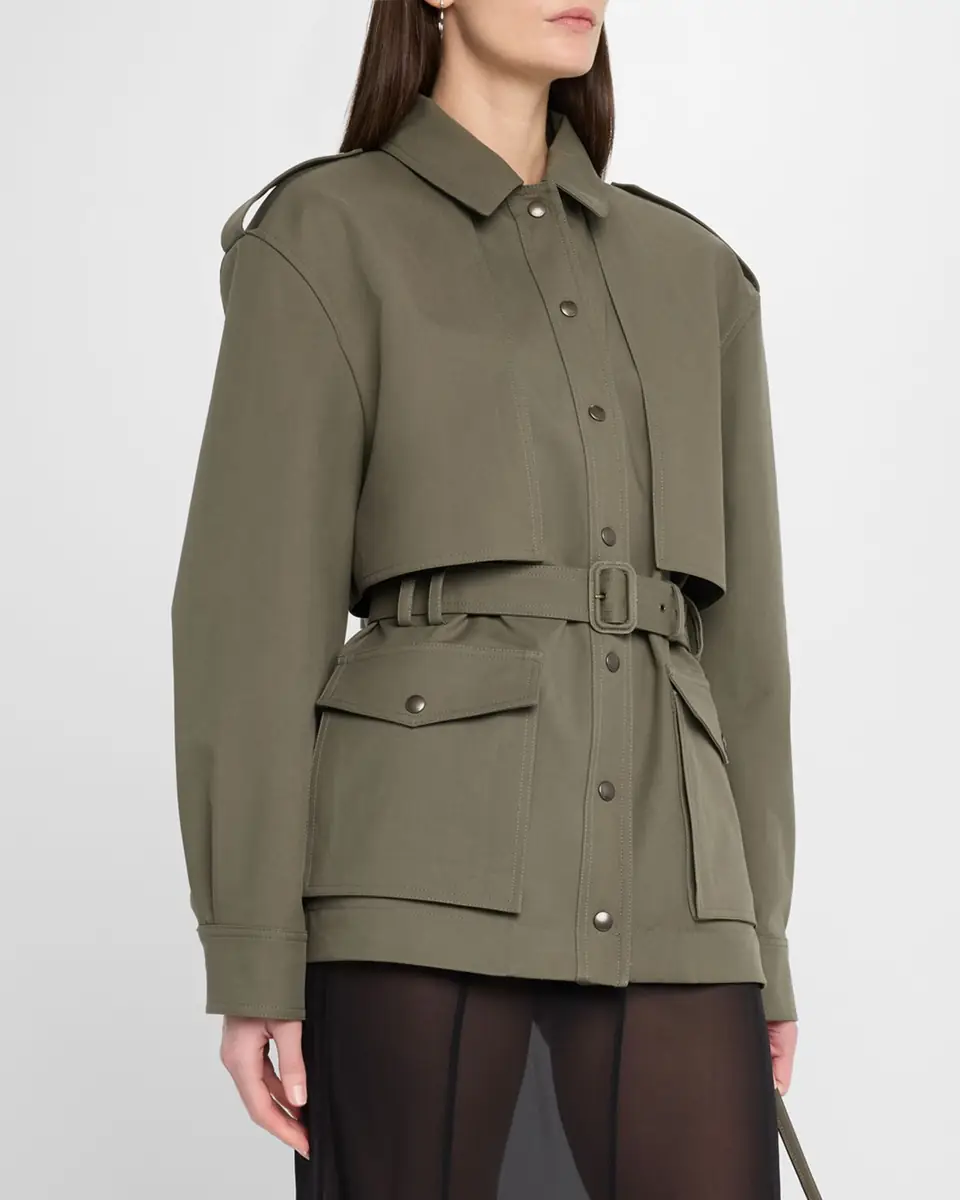 Saint Laurent Belted Long-Sleeve Button-Down Jacket | Thumbnail 8 Saint Laurent Belted Long-Sleeve Button-Down Jacket | Thumbnail 8