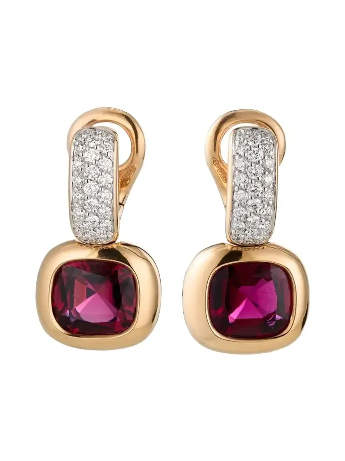 Pomellato Nudo 18K Diamond and Rubellite Drop Earrings