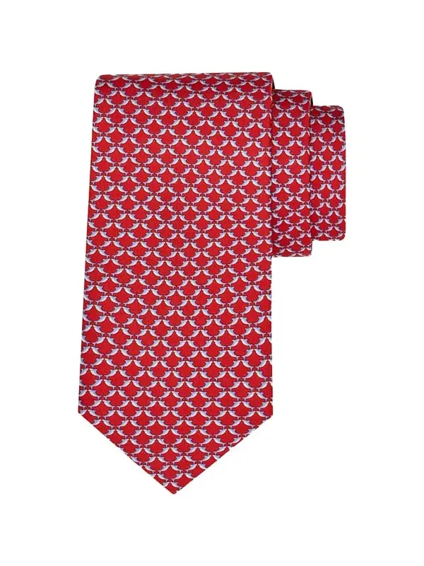 Men's Geometric Fish-Print Tie
