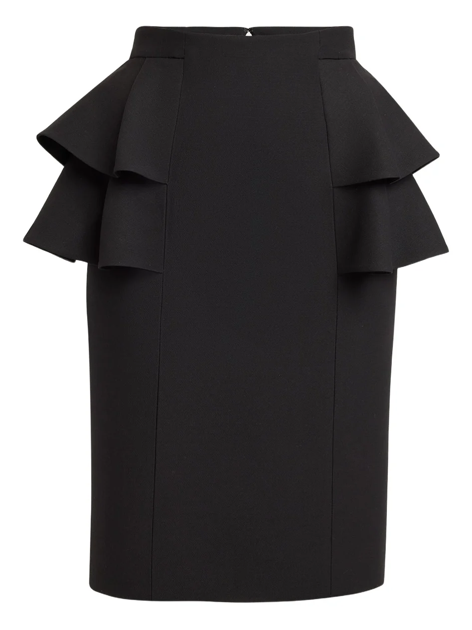 Valentino Garavani Tiered Peplum Midi Wool Skirt