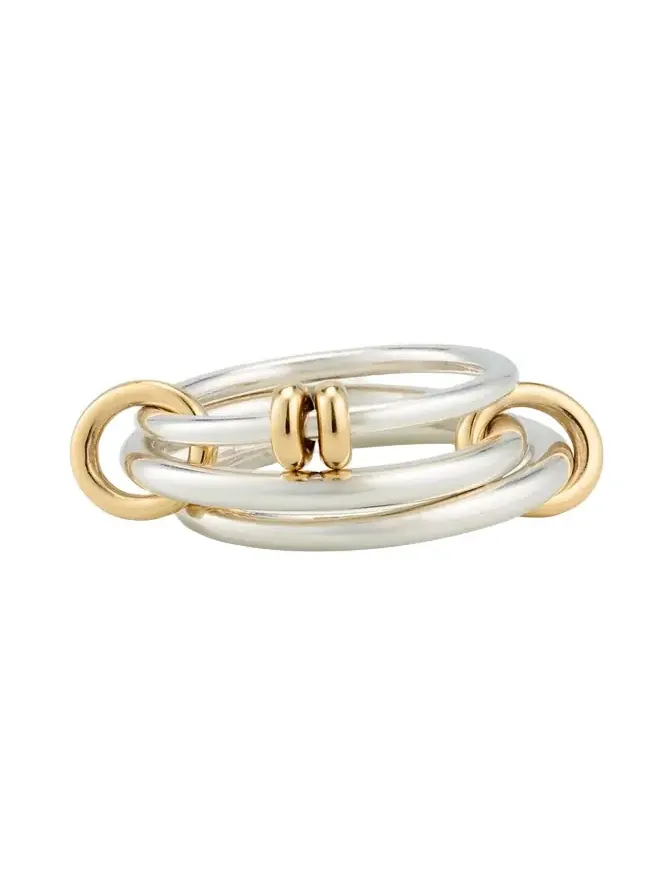 Raneth SG Three Link Ring in Sterling Silver with 18K Yellow Gold Accents