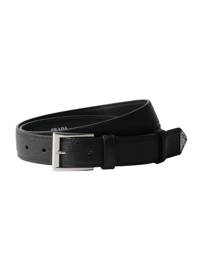 Prada Men's Adjustable Logo Leather Belt