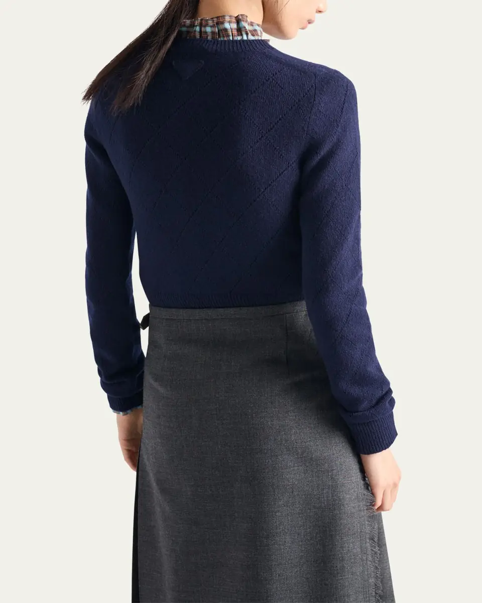 Prada Cashmere Fitted Crewneck Sweater | Thumbnail 3