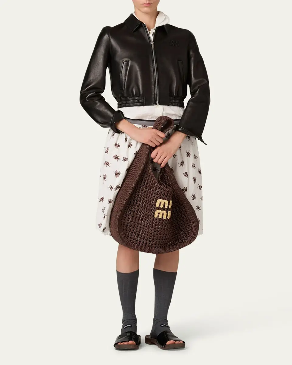Miu Miu Woven Viscose Tote Bag | Thumbnail 4