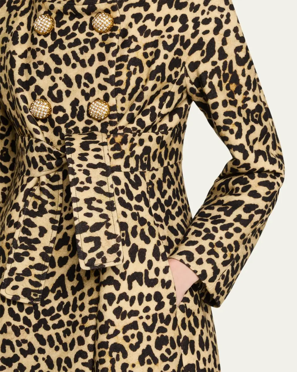 Valentino Garavani Leopard-Print Wool Double-Breasted Long Coat | Thumbnail 9 Valentino Garavani Leopard-Print Wool Double-Breasted Long Coat | Thumbnail 9