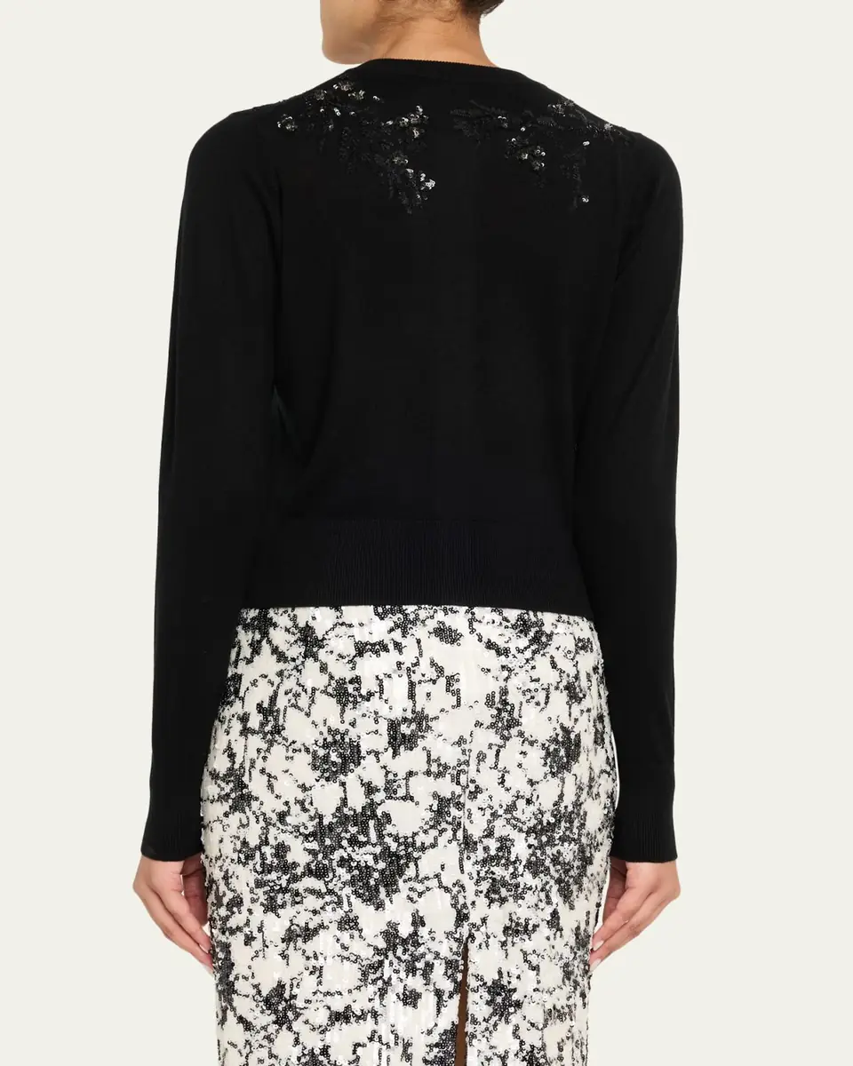 PRABAL GURUNG Sequin Floral-Embroidered Cardigan | Thumbnail 3