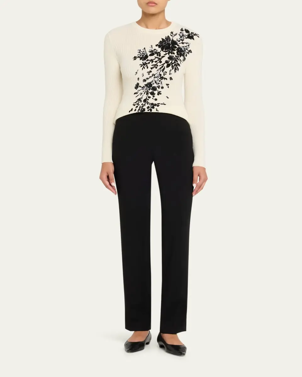 PRABAL GURUNG Sequin Floral-Embroidered Rib Knit Shirt | Thumbnail 2