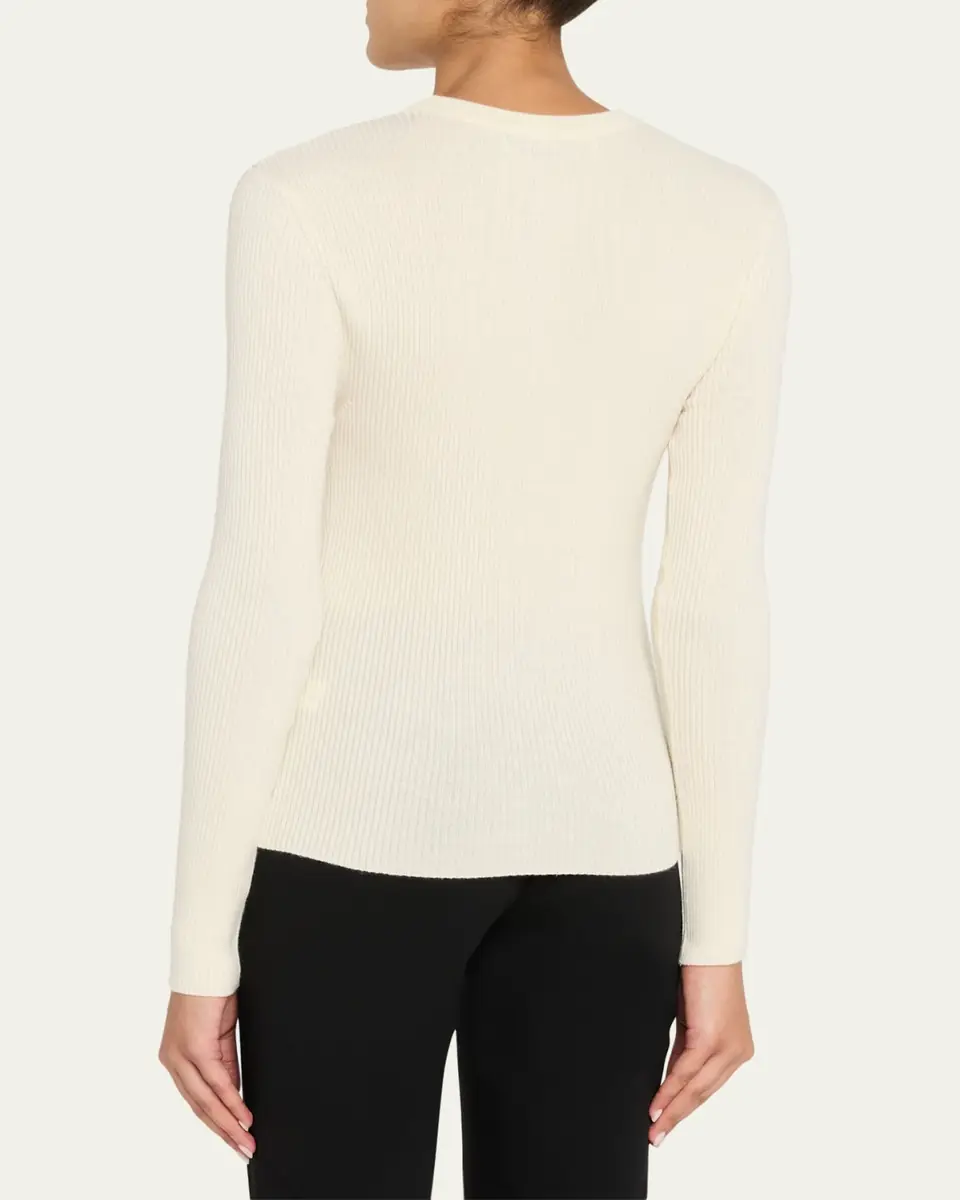 PRABAL GURUNG Sequin Floral-Embroidered Rib Knit Shirt | Thumbnail 3