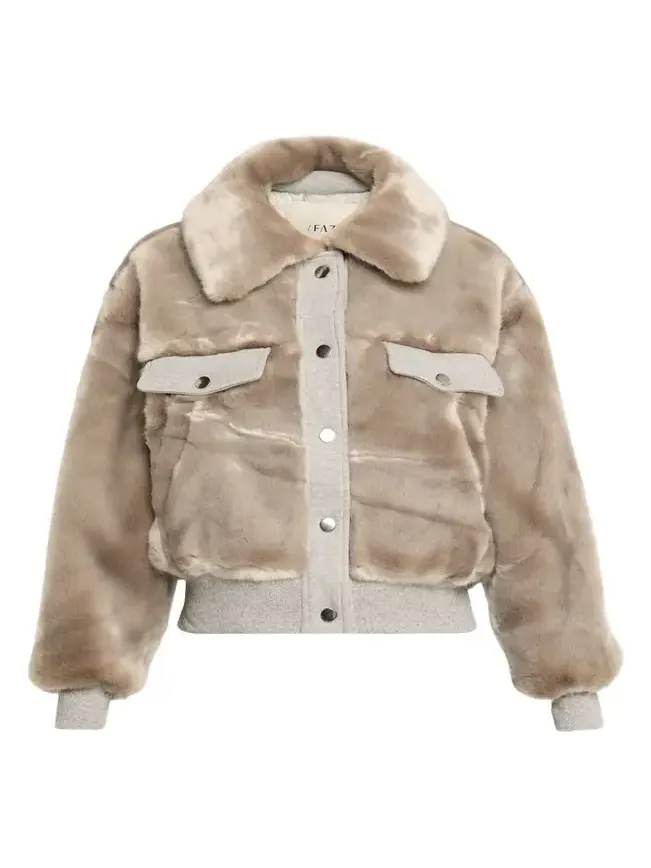 Short Faux-Fur Bomber Jacket Short Faux-Fur Bomber Jacket