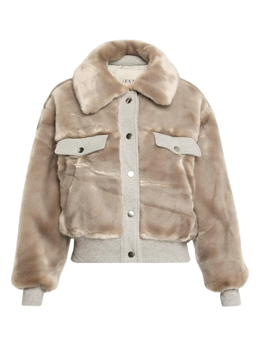 Short Faux-Fur Bomber Jacket Short Faux-Fur Bomber Jacket