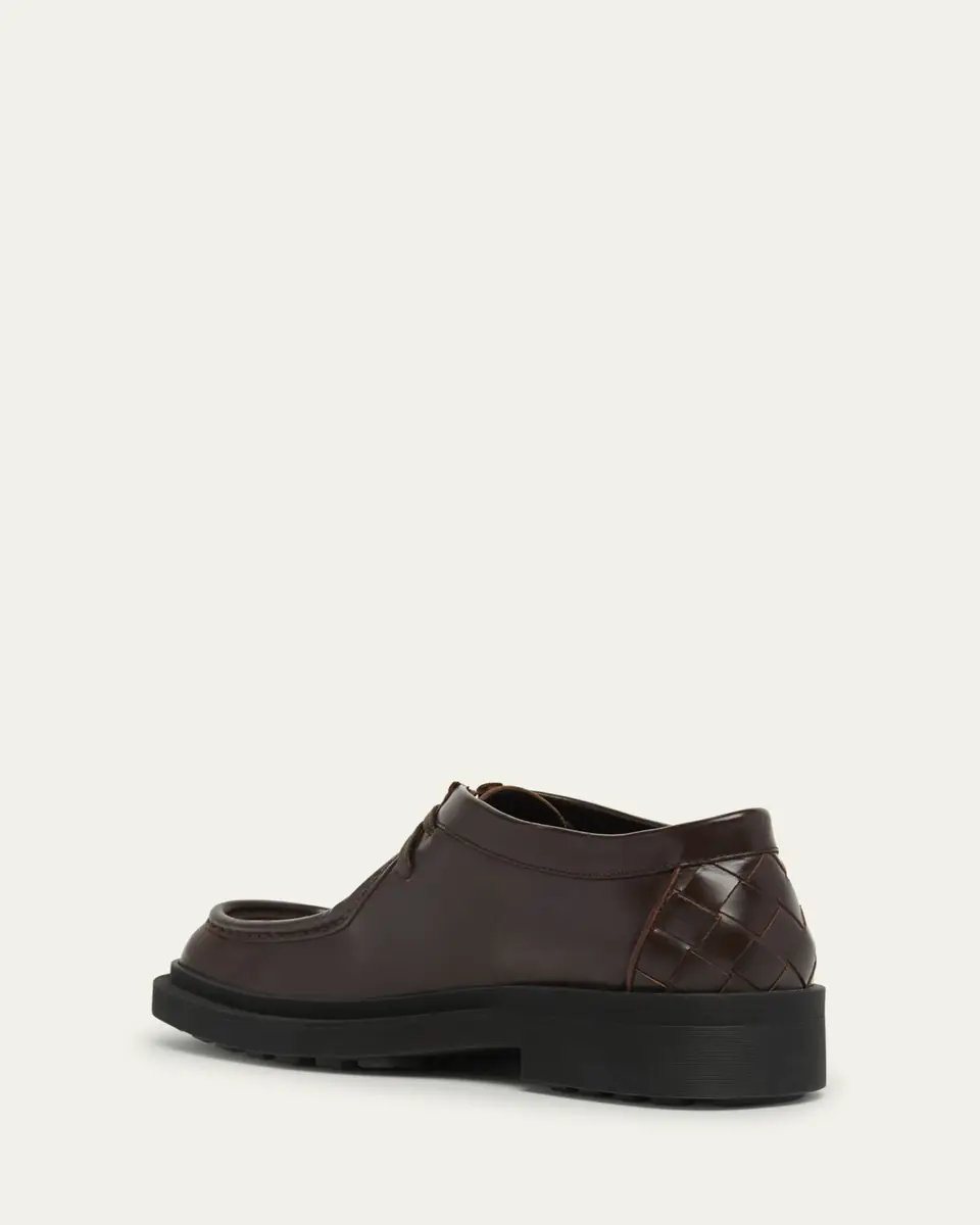 Bottega Veneta Men's Ben Intrecciato-Back Leather Derby Shoes | Thumbnail 5