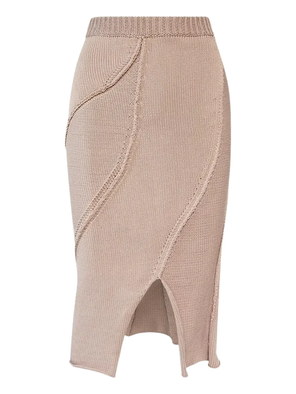 Eddy Diagonal Knit Slit Skirt
