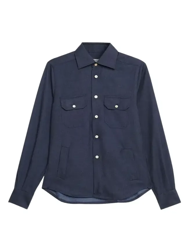 Kiton Men's Cashmere Twill Double-Pocket Button-Down Shirt