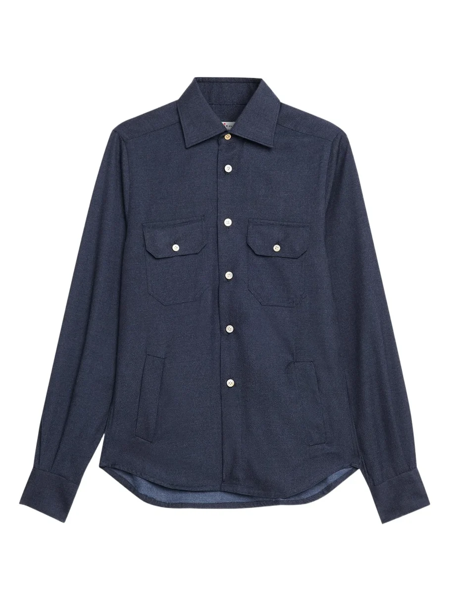 Men's Cashmere Twill Double-Pocket Button-Down Shirt