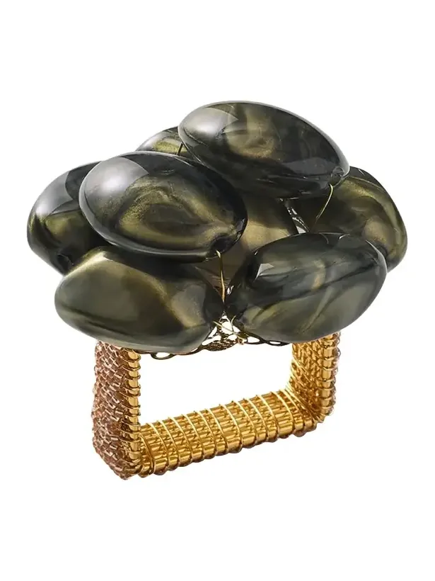 Kim Seybert Bonton Beaded Napkin Ring, Gray