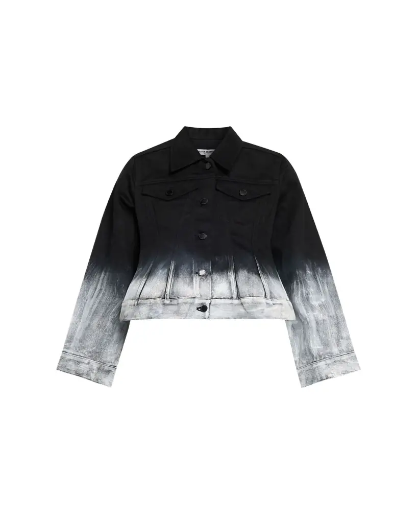 Melitta Baumeister Painted Glow Cropped Ombre Denim Jacket | Image 1 Melitta Baumeister Painted Glow Cropped Ombre Denim Jacket | Image 1