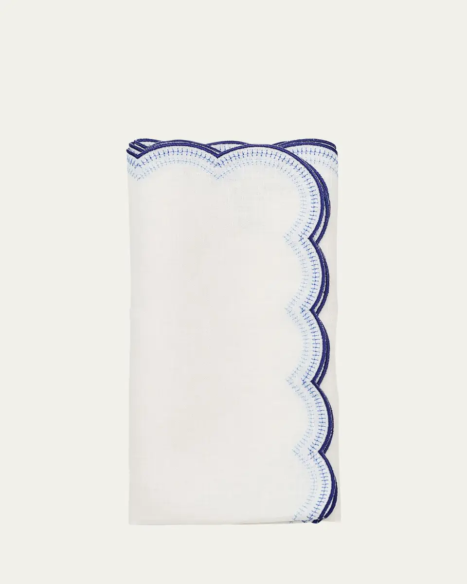 Kim Seybert Lune Embroidered Scalloped-Edge Napkin, Blue | Thumbnail 2 Kim Seybert Lune Embroidered Scalloped-Edge Napkin, Blue | Thumbnail 2