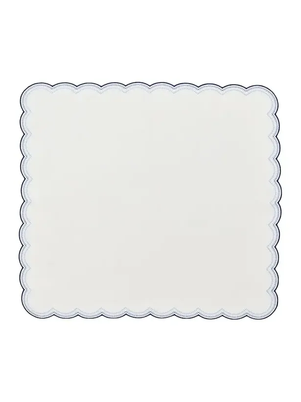 Kim Seybert Lune Embroidered Scalloped-Edge Napkin, Blue