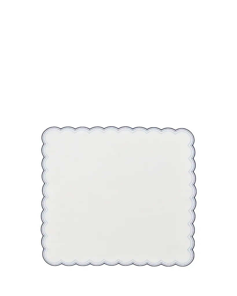 Kim Seybert Lune Embroidered Scalloped-Edge Napkin, Blue