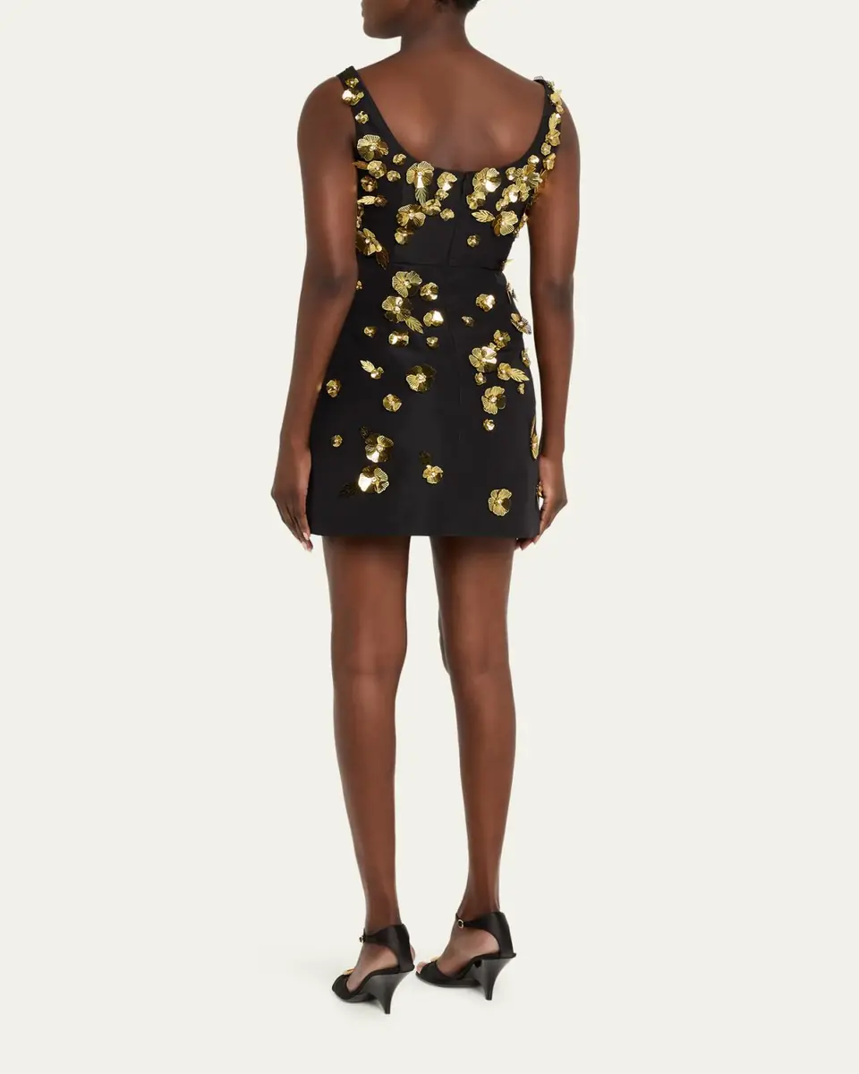 Carolina Herrera Crystal Flower Applique Sleeveless Mini Dress | Thumbnail 3 Carolina Herrera Crystal Flower Applique Sleeveless Mini Dress | Thumbnail 3