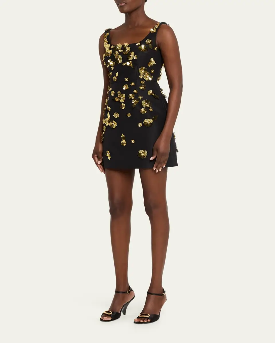 Carolina Herrera Crystal Flower Applique Sleeveless Mini Dress | Thumbnail 4 Carolina Herrera Crystal Flower Applique Sleeveless Mini Dress | Thumbnail 4
