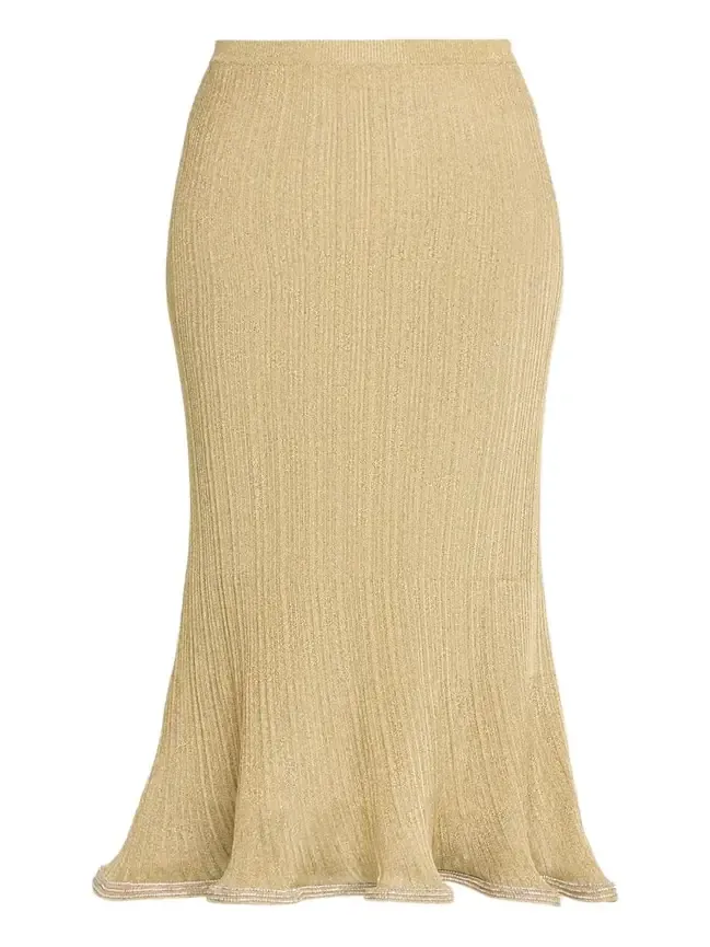 Simkhai Brighton Fluted Shimmer Plisse Midi Skirt