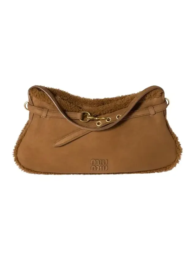 Aventure Belted Shearling & Suede Shoulder Bag Aventure Belted Shearling & Suede Shoulder Bag