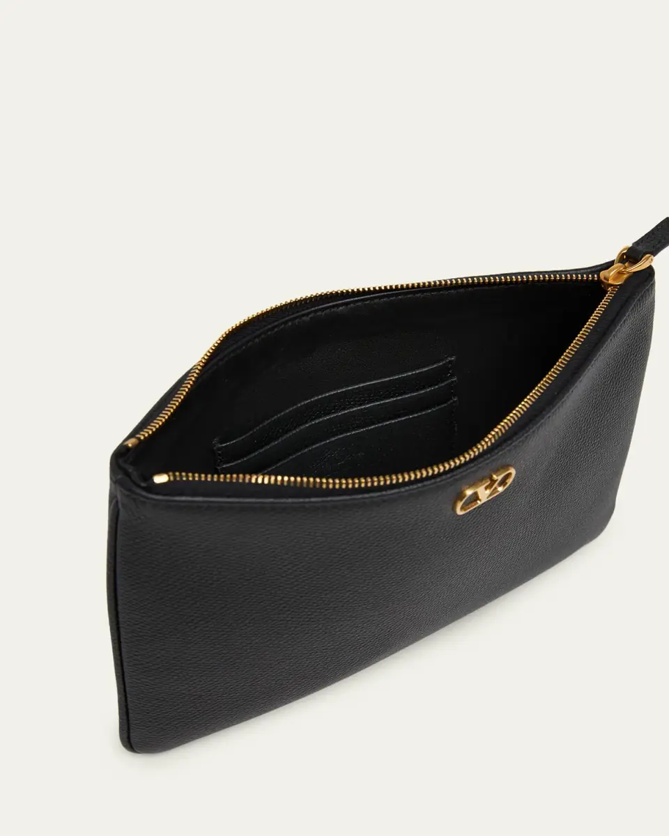 Valentino Garavani Medium Grain Leather Flat Pouch Bag | Thumbnail 4 Valentino Garavani Medium Grain Leather Flat Pouch Bag | Thumbnail 4