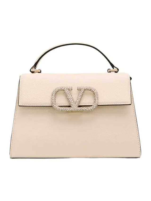 Vsling Small Leather Top-Handle Bag with Jewel VLogo Vsling Small Leather Top-Handle Bag with Jewel VLogo