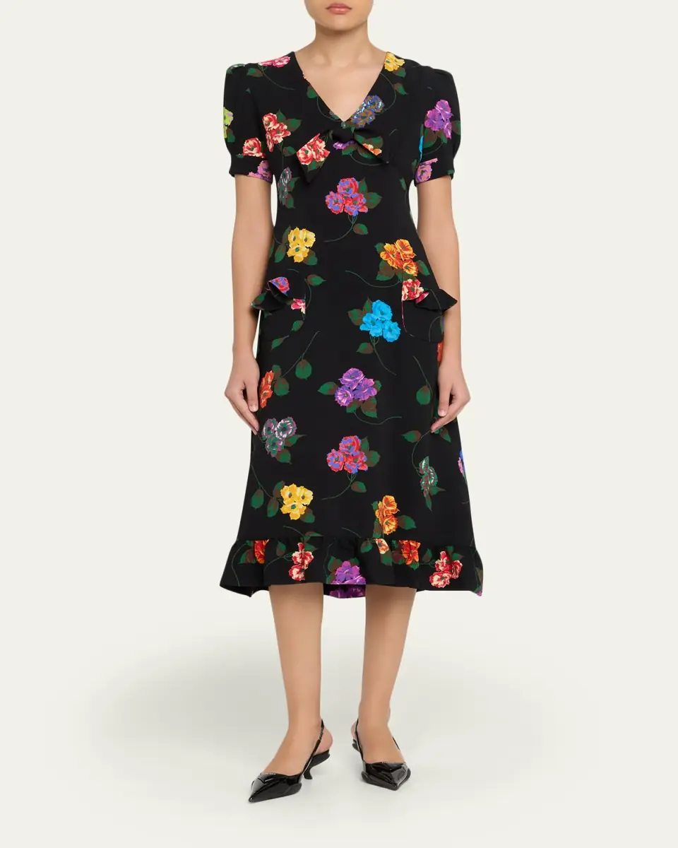 Libertine Antique Primrose Silk Puff-Sleeve Midi Dress | Thumbnail 2 Libertine Antique Primrose Silk Puff-Sleeve Midi Dress | Thumbnail 2