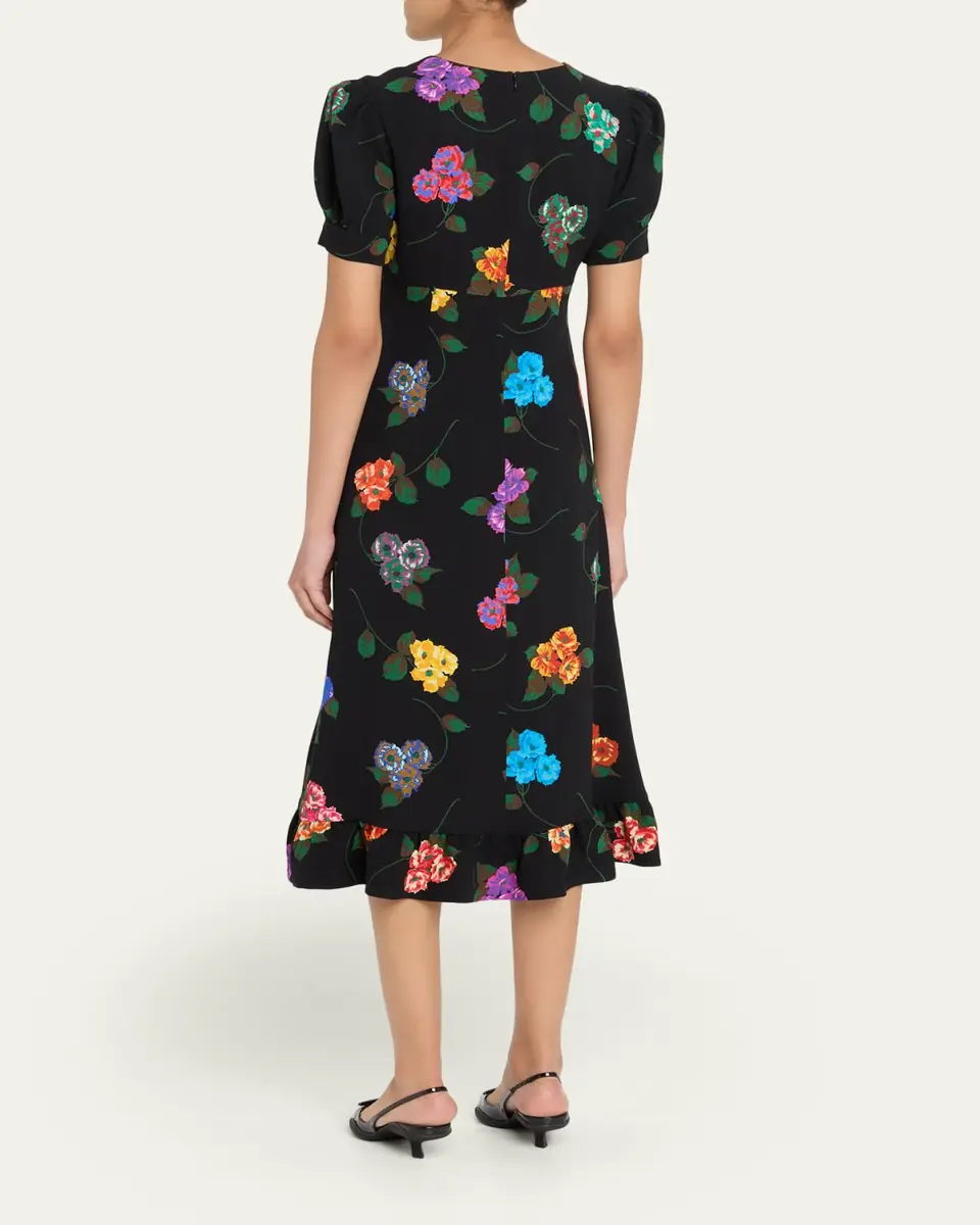 Libertine Antique Primrose Silk Puff-Sleeve Midi Dress | Thumbnail 3 Libertine Antique Primrose Silk Puff-Sleeve Midi Dress | Thumbnail 3