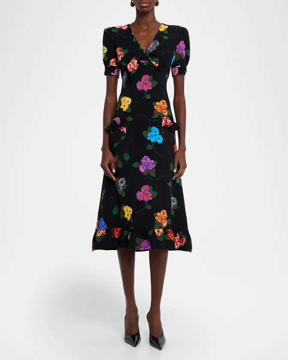 Libertine Antique Primrose Silk Puff-Sleeve Midi Dress | Thumbnail 6 Libertine Antique Primrose Silk Puff-Sleeve Midi Dress | Thumbnail 6