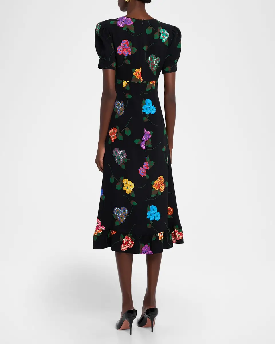 Libertine Antique Primrose Silk Puff-Sleeve Midi Dress | Thumbnail 7 Libertine Antique Primrose Silk Puff-Sleeve Midi Dress | Thumbnail 7