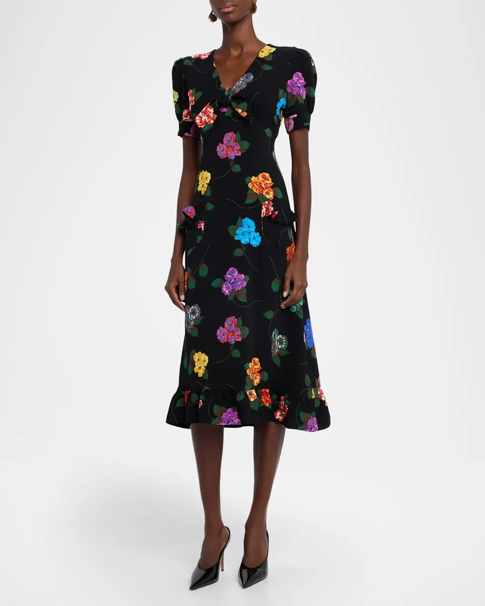 Libertine Antique Primrose Silk Puff-Sleeve Midi Dress | Thumbnail 8 Libertine Antique Primrose Silk Puff-Sleeve Midi Dress | Thumbnail 8