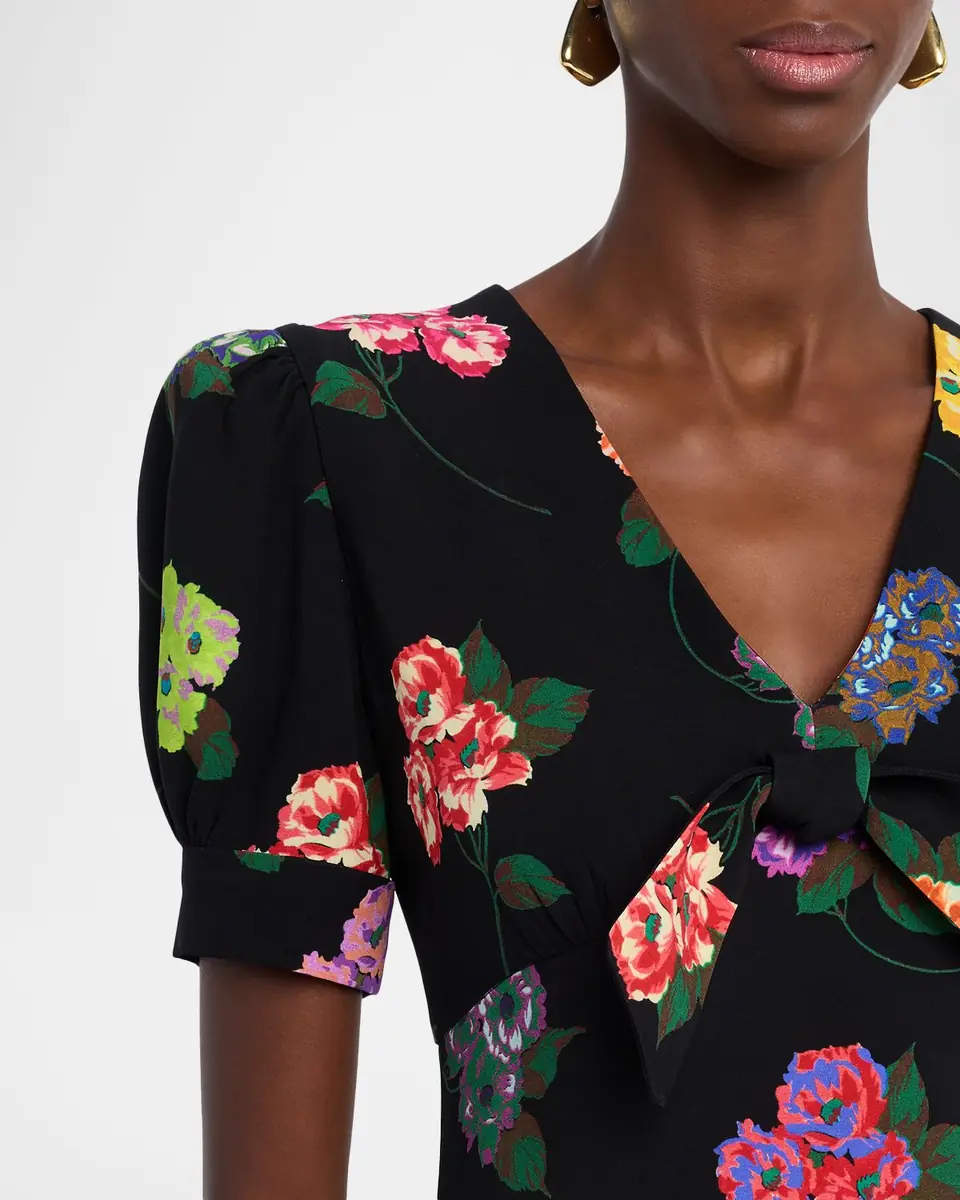 Libertine Antique Primrose Silk Puff-Sleeve Midi Dress | Thumbnail 9 Libertine Antique Primrose Silk Puff-Sleeve Midi Dress | Thumbnail 9