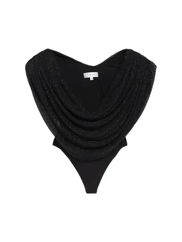 Cindi Draped Rhinestone-Embellished Bodysuit Cindi Draped Rhinestone-Embellished Bodysuit