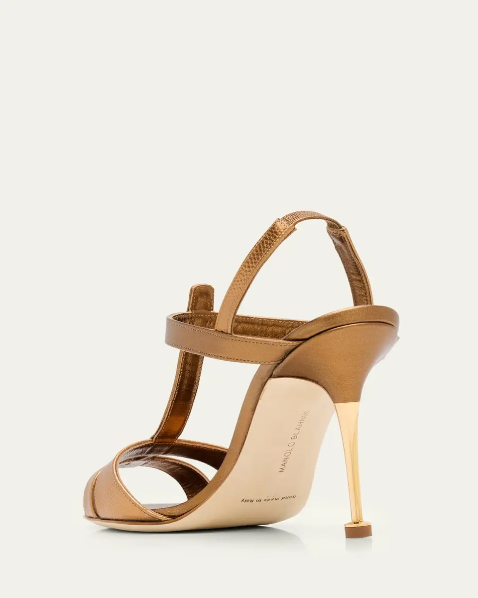 Manolo Blahnik 70mm Retaux Metallic Leather Sandals | Thumbnail 2