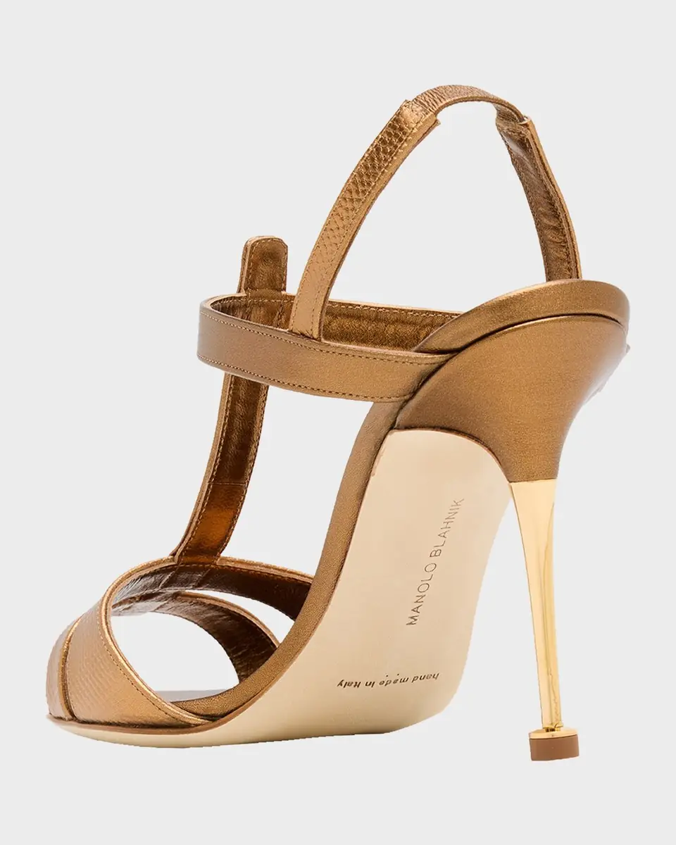 Manolo Blahnik 70mm Retaux Metallic Leather Sandals | Thumbnail 4