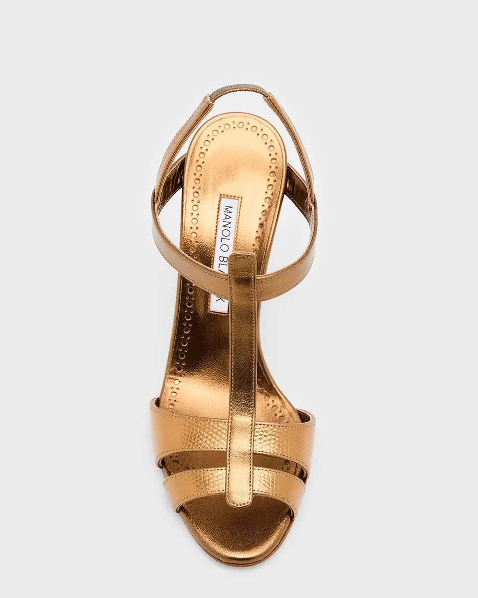 Manolo Blahnik 70mm Retaux Metallic Leather Sandals | Thumbnail 6