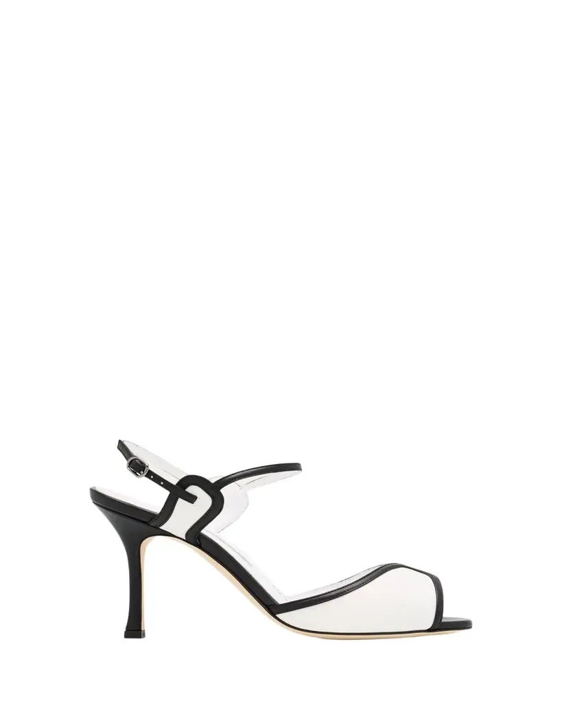 Manolo Blahnik 90mm Todda Bicolor Leather Sandals | Image 1 Manolo Blahnik 90mm Todda Bicolor Leather Sandals | Image 1